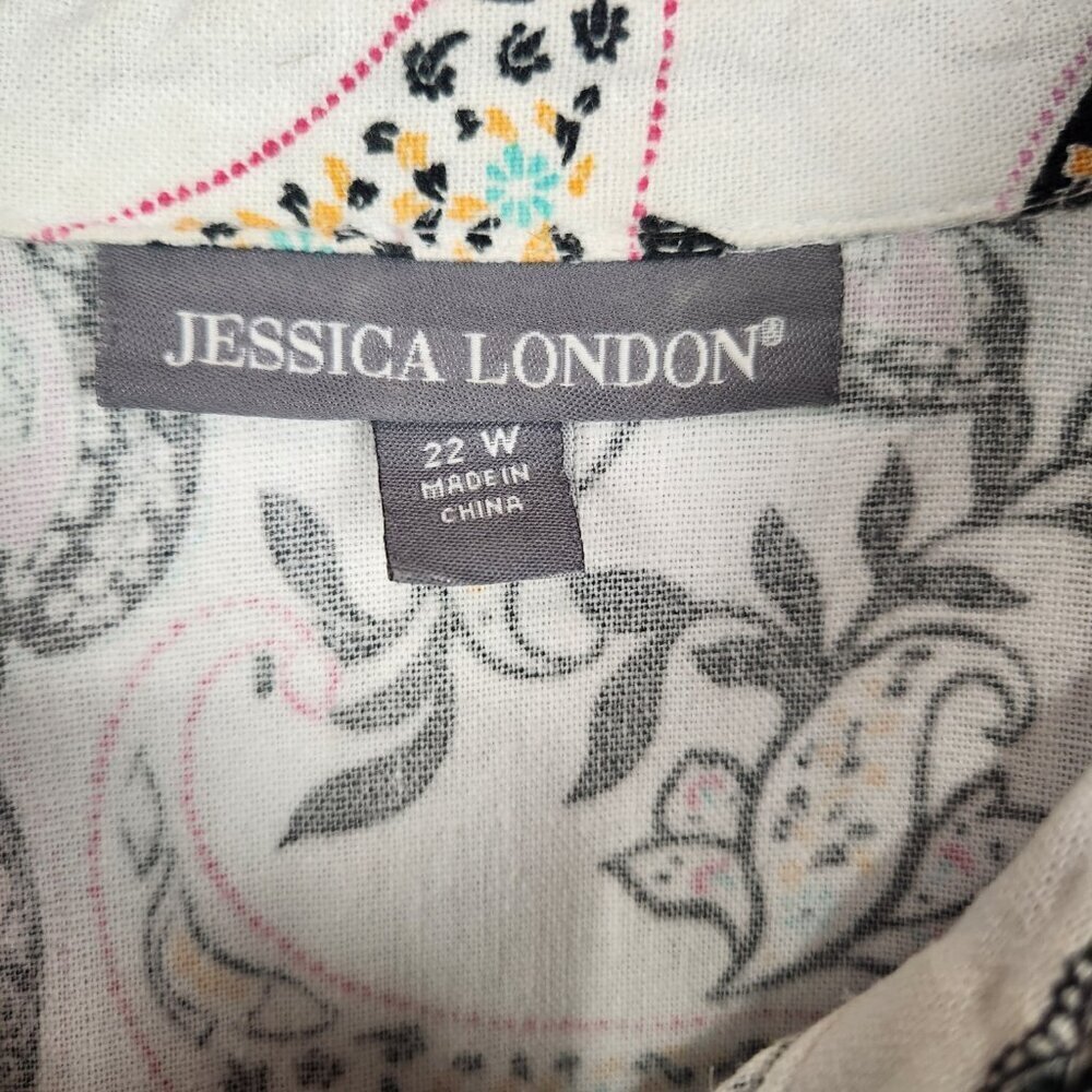 Jessica London Long Button Up Linen Tunic Shirt Women's 22W Long Sleeve White - Picture 6 of 8